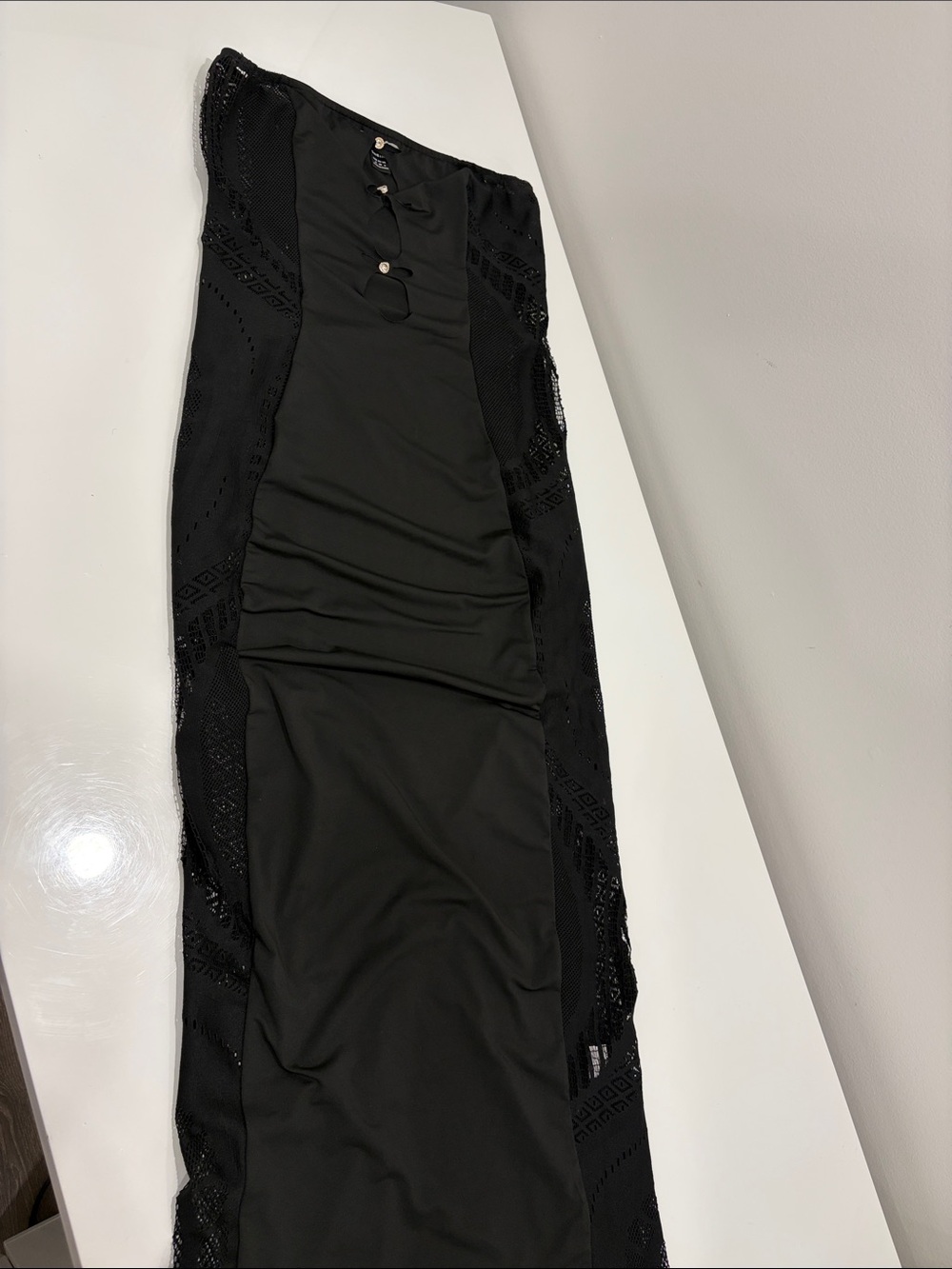 SHEIN Black Lace-Panel Bodycon Dress